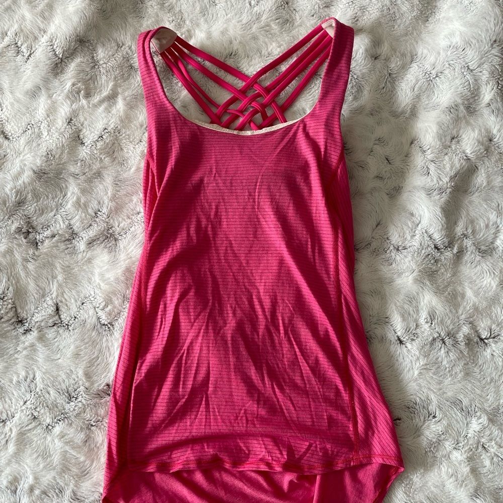 Lululemon Free To Be Wild Tank Top Bra Pink Butterfly Heathered Bon 2 sm…